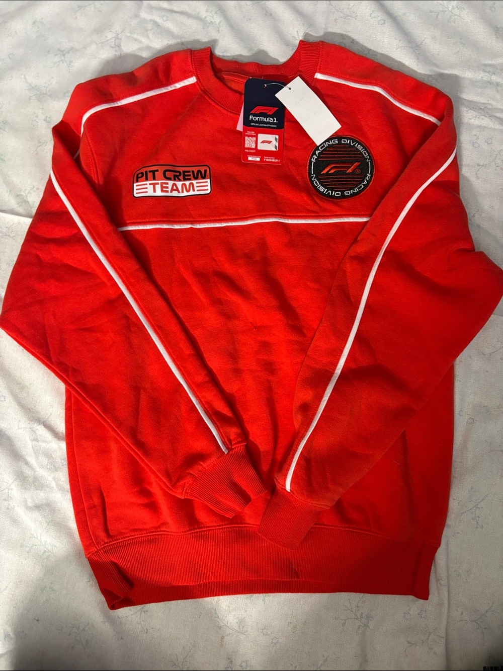 Unbranded Red Crewneck Sweatshirt with Racing Patches